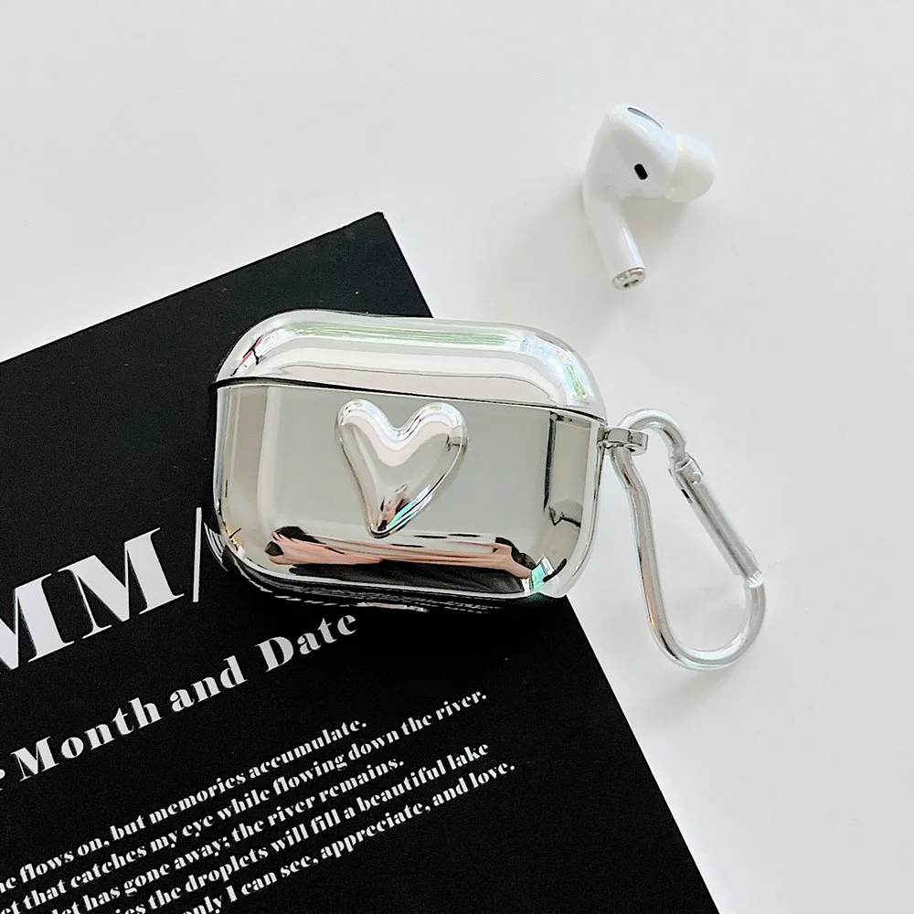 

Роскошный Гальванизированный чехол для телефона для Apple Airpods Pro, чехол для AirPods 1, 2, 3, простой чехол для ключей с абстрактным сердцем