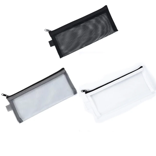 Girl Mesh Cosmetic Bag Nets Stationery Pencil Bag Case Holder Zipper Portable Lipsticks Keys Coin Charge Cable Organizer Case