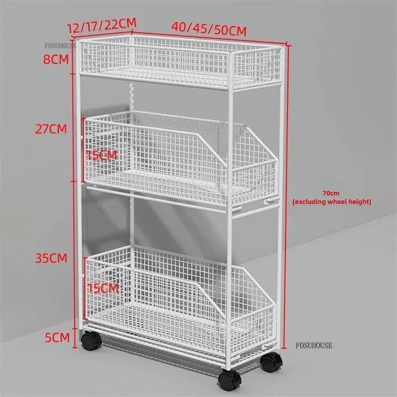Household Multi-layer Kitchen Trolley Ultra-narrow Movable Kitchen Gap Rack Refrigerator Side Floor-standing Gap Storage Cart