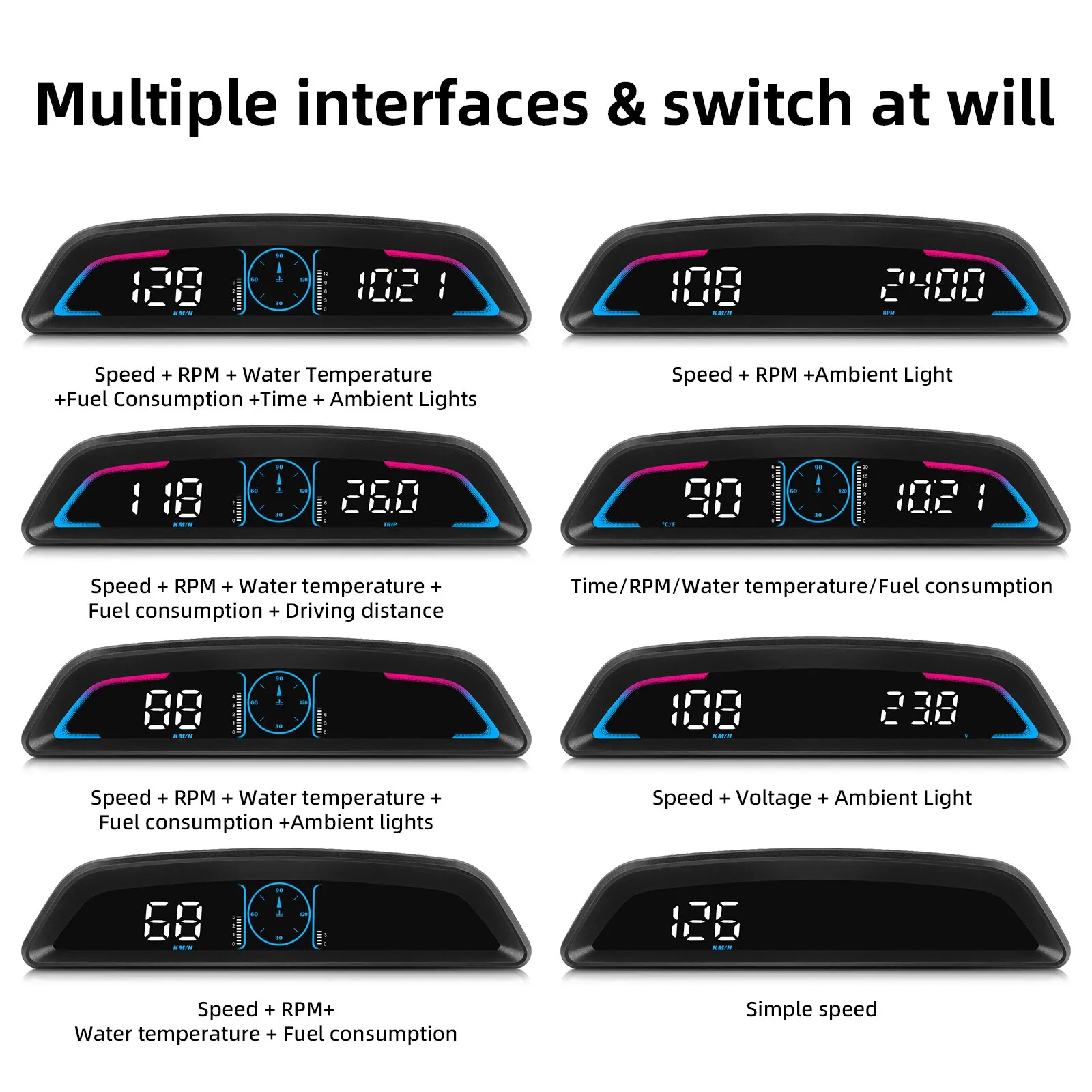  ÷ OBD2 GPS Ʈ ڵ HUD  ӵ  溸, RPM  Ÿڹ ð, G3 / B3