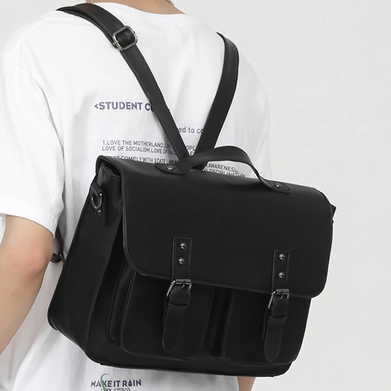 

2023 Men Leather Backpack Large Capacity Business Fashion Shoulder Bag Handbag High Collage School Bag Backpacks For Boys Male