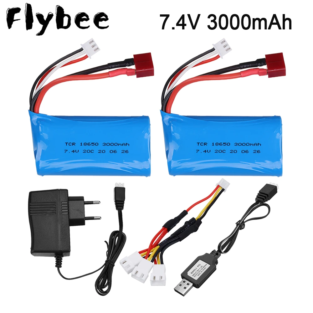 

18650 7.4V 3000MAH lipo Battery 2s for Wltoys 12423 10428 12429 12401 12402 12402A RC Car Spare Parts charger 7.4V 20C batteries