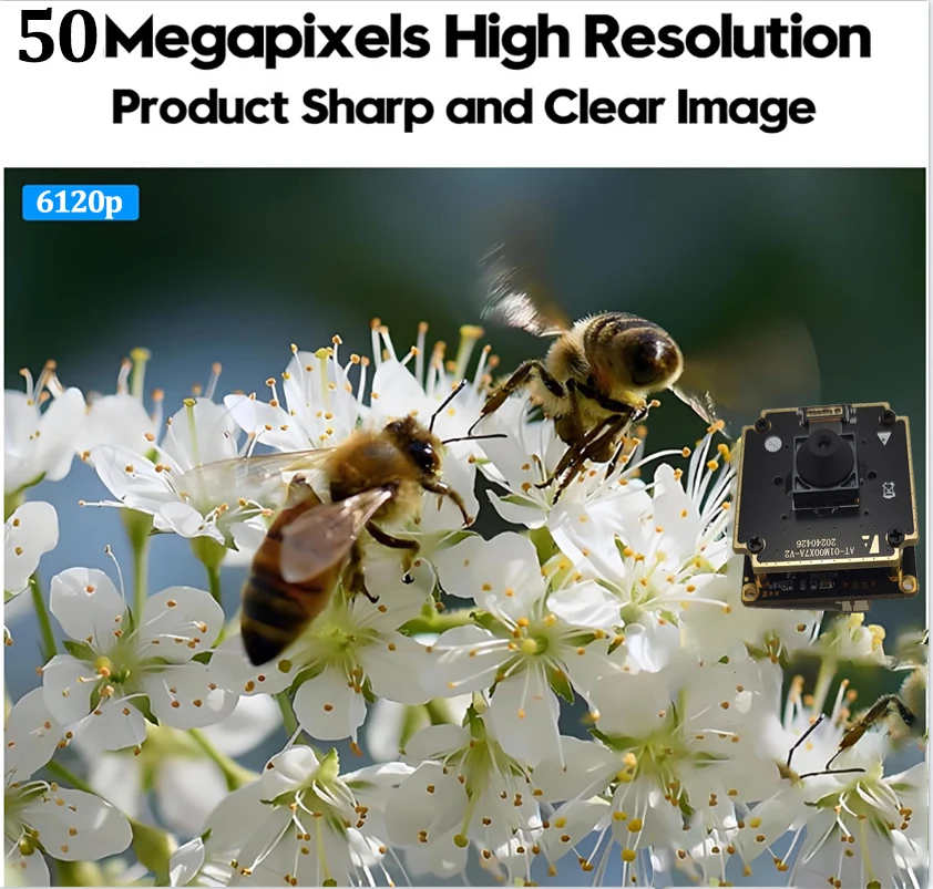 50MP HD CMOS IMX766 USB 카메라 모듈 8160Hx6120V 5FPS AF DFOV82 ° USB 케이블 UVC 플러그 앤 플레이를 이용한 컨퍼런스 라이브 스트리밍