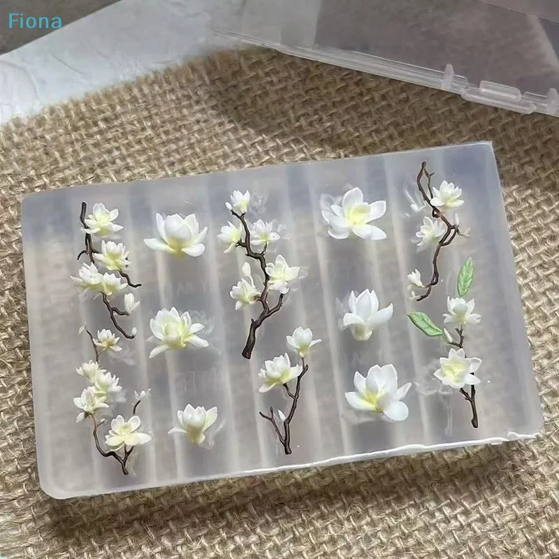 ? 목련꽃 실리콘 네일 몰드, DIY 네일 아트 장 3D 꽃가지 레진 몰드