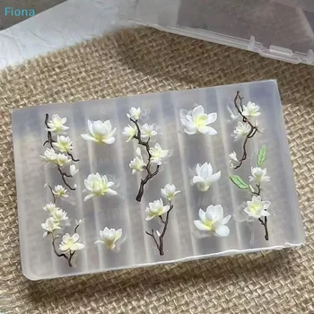 ⛟Magnolia Flower Silicone Nail Mold,3D Floral Branch Resin Mold for DIY Nail Art Decor 1