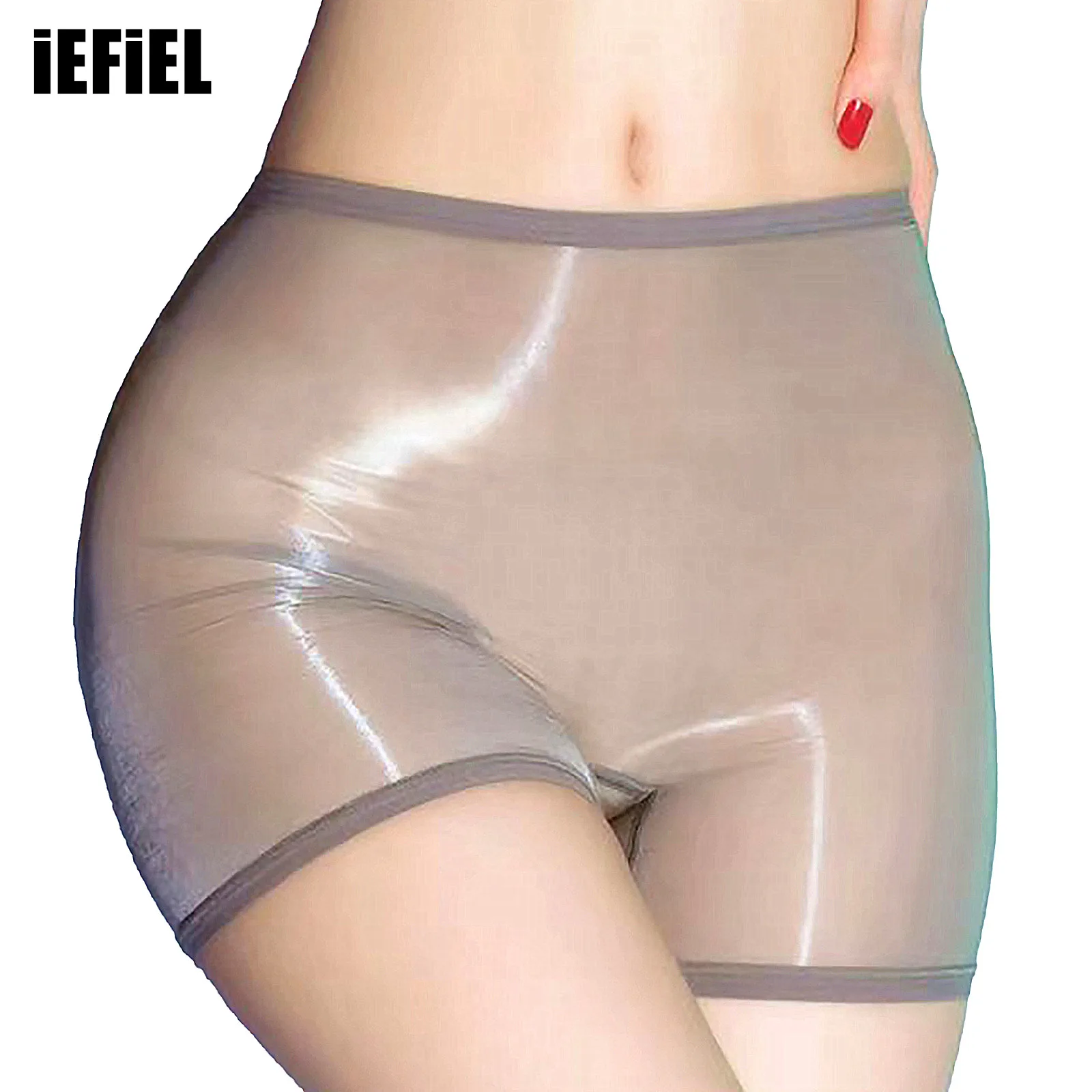 Womens Stretchy Glossy Low Waist Boyshort Underwear Lingerie Sheer Boxer Briefs