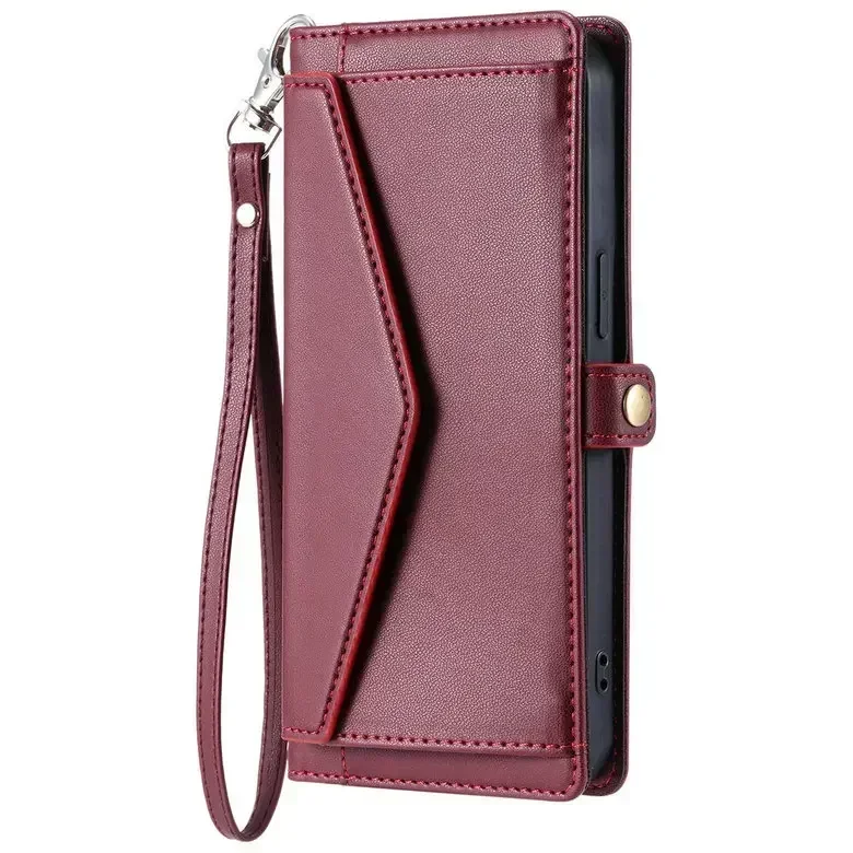 Luxury Crossbody Leather Wallet Phone Case with Book Cover Design