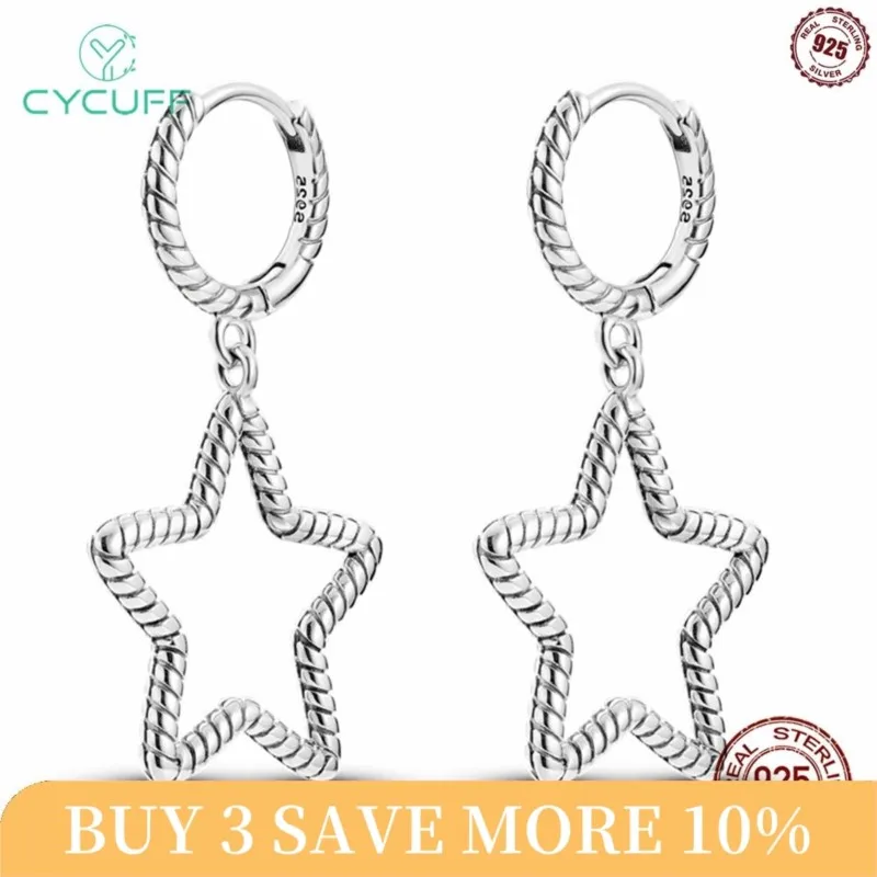 

CYCUFF 925 Sterling Silver Drop Earrings Serpentine Bone Stars Earrings For Women Engagement Wedding Party Silver Jewelry