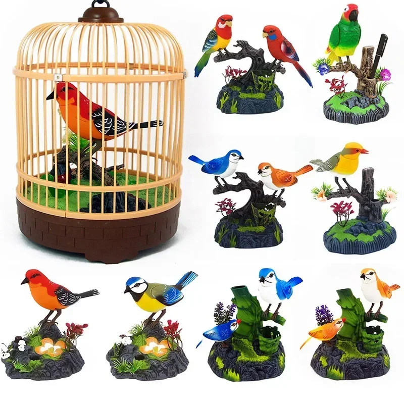 

Electric Birds Voice Control Couples Parrots Toy Musical Magpie Talking Birds Electronic Pet Bird Model Home Decoration Gift