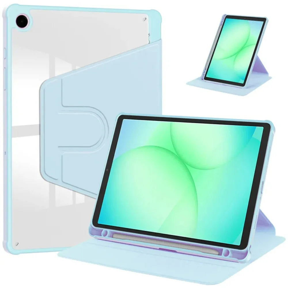 Versatile 360° Rotating Acrylic Tablet Case with Pen Holder and Shockproof Leather Cover