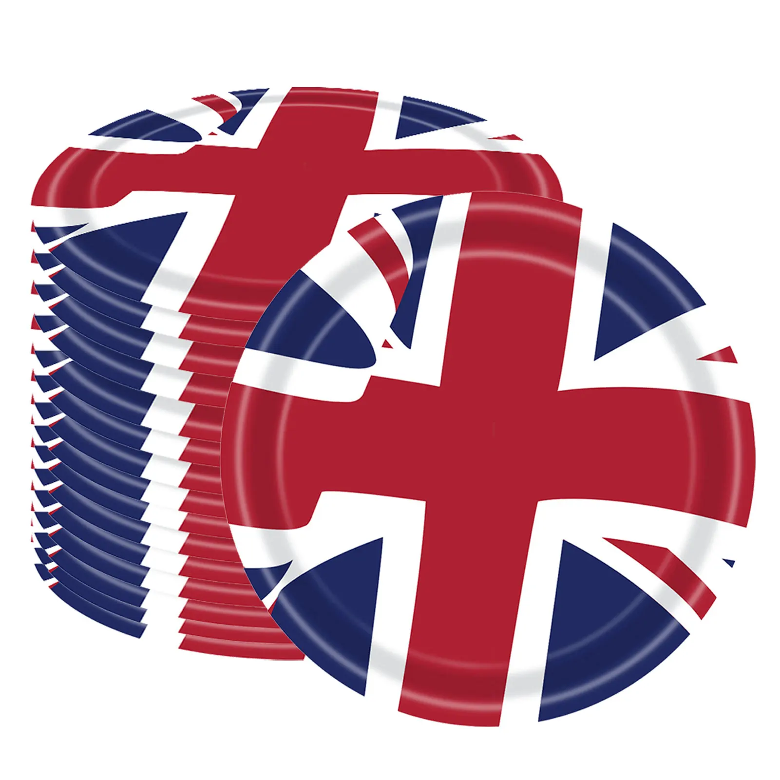 16pcs Britain Paper Plates Cups And Napkins, British Flag Paper Tableware Kit Union Jack Themed Plate Tissue Cups