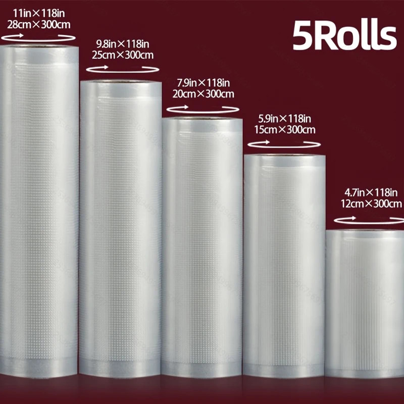 Sacs de conservation des aliments scellés sous vide [paquet de 5] - Conception texturée de 5 tailles |   Sacs de congélation réutilisables extra épais pour viande, légumes et trave