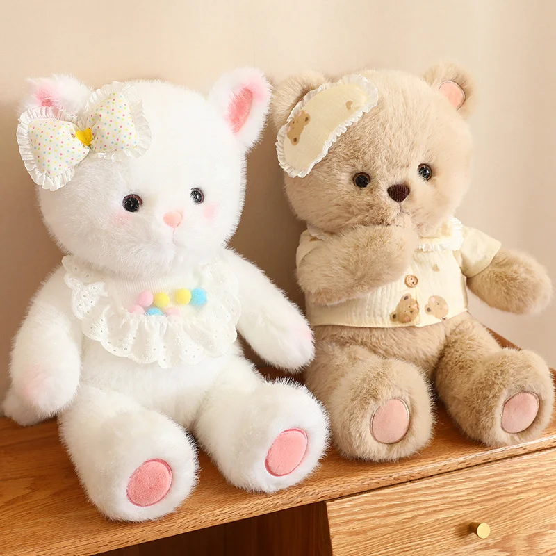45cm 귀여운 여우 고양이 토끼 곰 플러시 장난감 부드러운 사랑스러운 동물 인형 인형 어린이 생일 휴일 선물을위한 인형을 파악