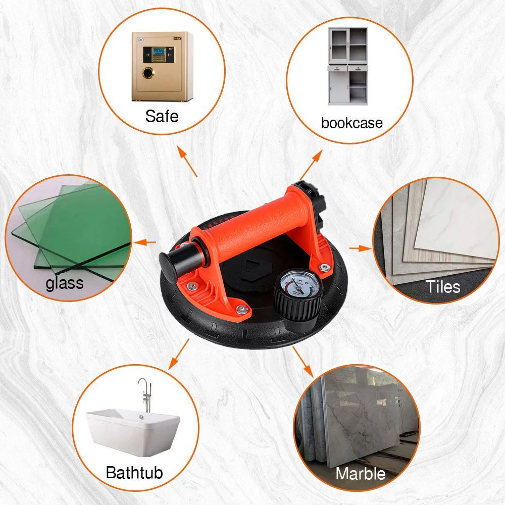 Vacuum Suction Cup 8 Inch 250Kg Carrying Capacity Heavy Duty Glass Suction Cup Lifter for Granite Tile Glass Manual Lifting