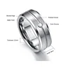 Nuncad Men's 8mm Tungsten Carbide Rings Cubic Zirconia Grooved Tungsten Wedding Band Rings Matte Finish Polished Beveled Edge 2