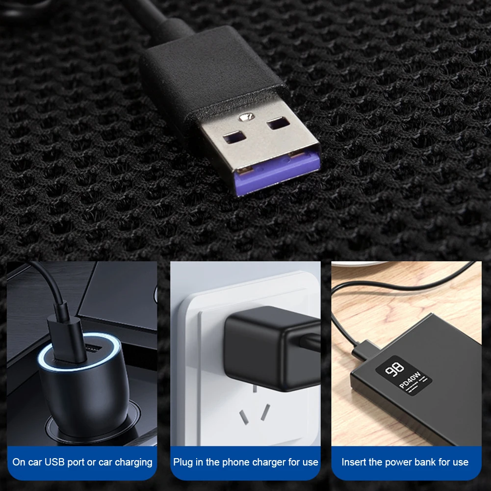 범용 카시트 시원한 에어 시트 쿠션, USB 선풍기 장착, 빠른 송풍 환기 시트, 냉각 냉각 카시트, 5/8 선풍기