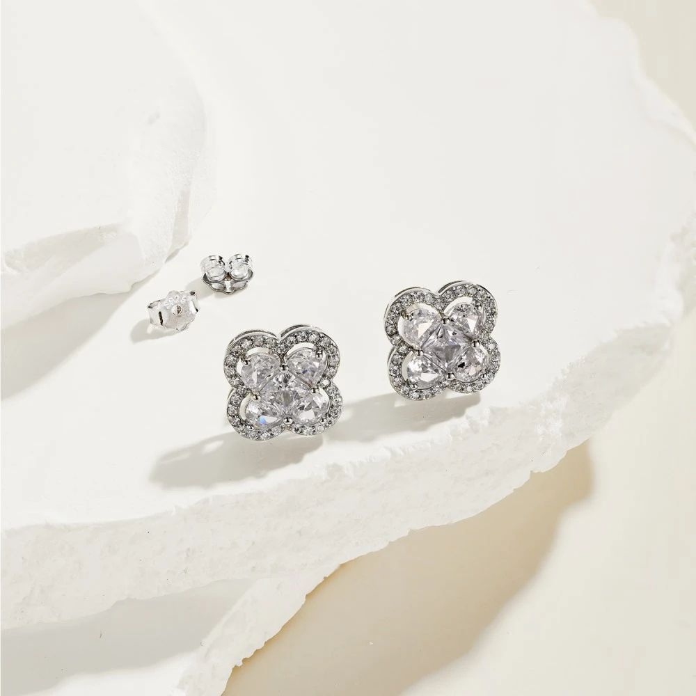 Vinregem Lab Created Sapphire Gemstone Fashion Ear Studs Earrings for Women 100% 925 Sterling Silver Fine Jewelry Gift Wholesale