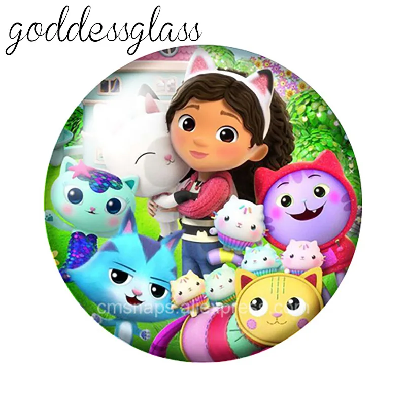 Disney Cartoon gabby dollhouse Girl cat 10pcs Round photo 18mm snap buttons for 18mm snap necklace