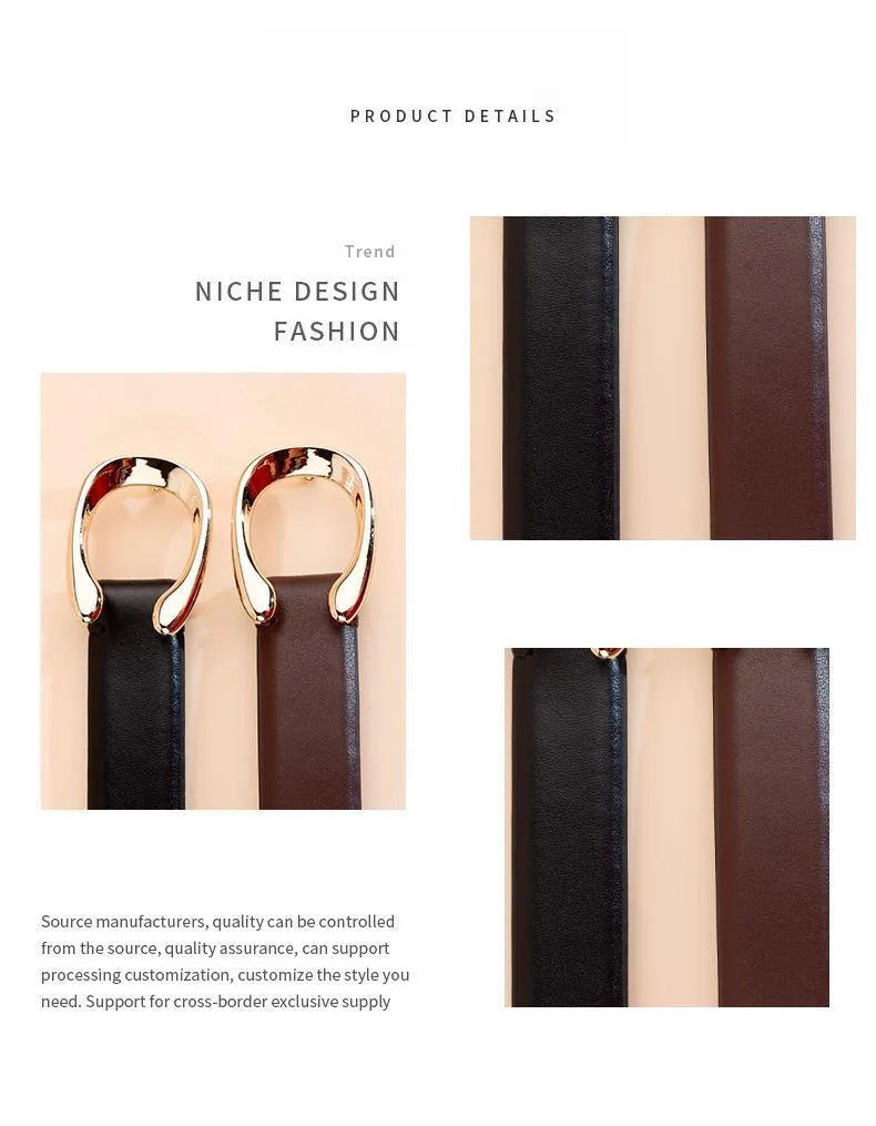 Versatile Women's Belt With C-buckle In High Grade Cowhide Leather_voghion.com