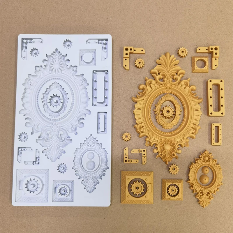 Molde De Silicona Vintage Para Marco De Espejo – Ideal Para Fondant, Arcilla, Resina Y Manualidades DIY