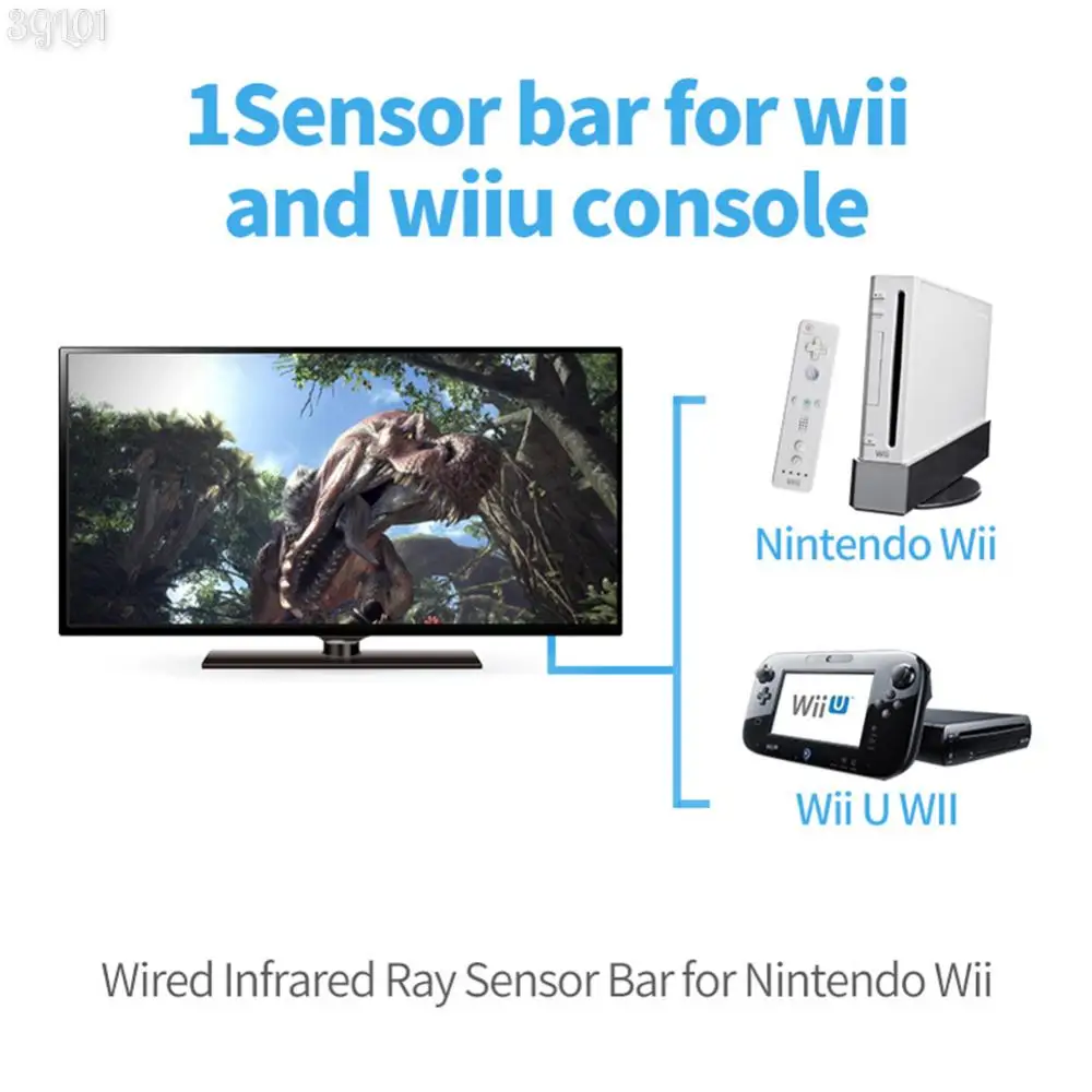 Wired Infrared Ray Sensor Bar with Extension Cord Video Game Sensor Bar Wired Motion for Nintendo Wii Wii U Console