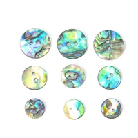 10PC Real New Zealand Abalone Shell Sparkling Round 2-hole Flatback Button Spacer Pendant Scrapbook Apparel Sewing Embellishment 1