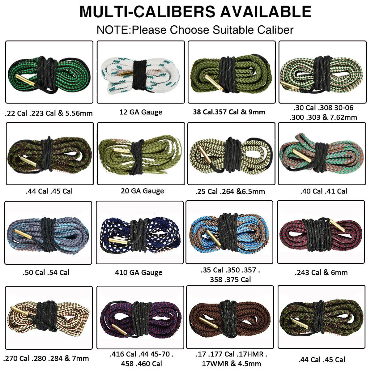Gun Barrel Wipe Cleaning Rope .22 Cal.223 12GA Rifle Cleaning Brush Kit Tool for Rifle Barrel Calibre Hunting Accessories