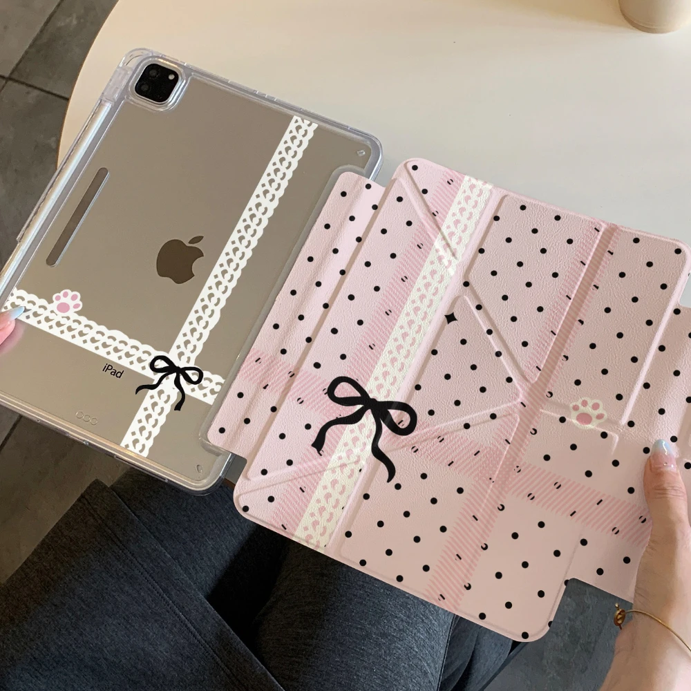Chic Pink Polka Dot Lace Tablet Case Cover
