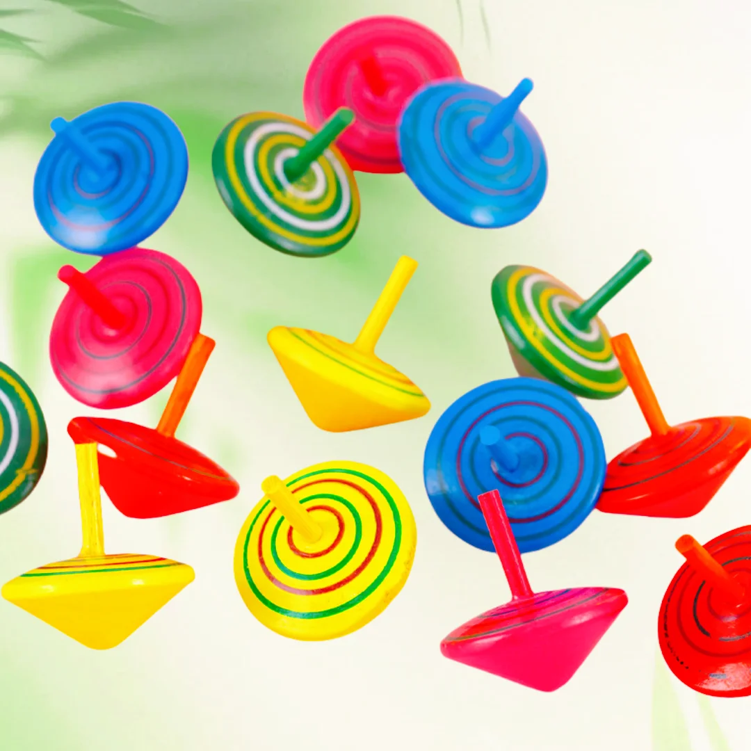 12-36Pcs Fun Wooden Spinning Tops for Children’s Party Gifts, Birthday Carnival Gift Souvenirs, Back-to-school Classroom Rewards - 3