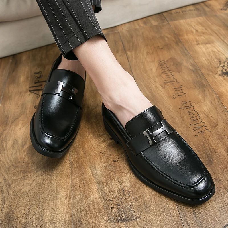 New Fashion Leather Men Party and Wedding Casual Loafers Italian Men's Dress Shoes Comfortable Breathable Men Shoes Big Size 48
