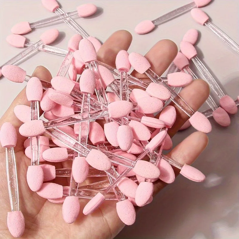 50Pcs 눈 일회용 아이 섀도우 스틱 더블 헤드 양면 아이 메이크업 애플리케이터 짧은 스폰지 아이 섀도우 애플리케이터