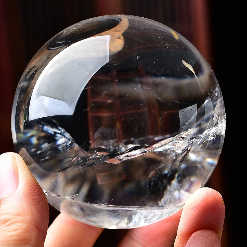 Natural White Clear Quartz Crystal Sphere Ball Healing Stone Reiki Decorations Healing  Energy Home Office Aquarium Decoration 5