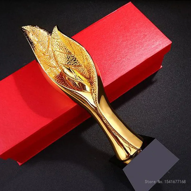 Customized Leaf Resin Trophy, Gold Cup, Champion Sports, Educational Props, Excellent Souvenir Reward, Home Decoration, 1Pc