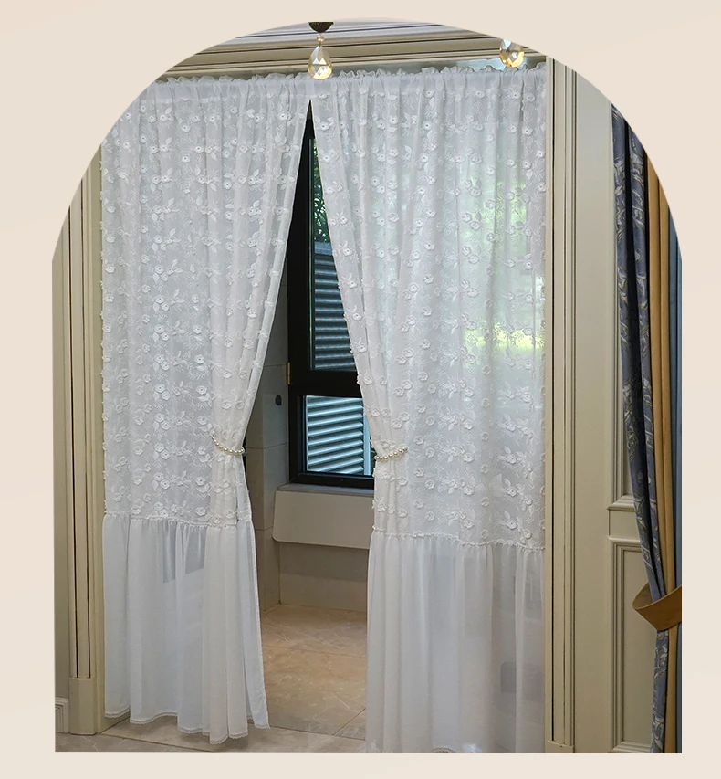 Description Picture 6 of itemLuxury American Cotton Embroidered Curtains for Living Room Door Partition Bay Window Screen Shield Window Drapes Decor