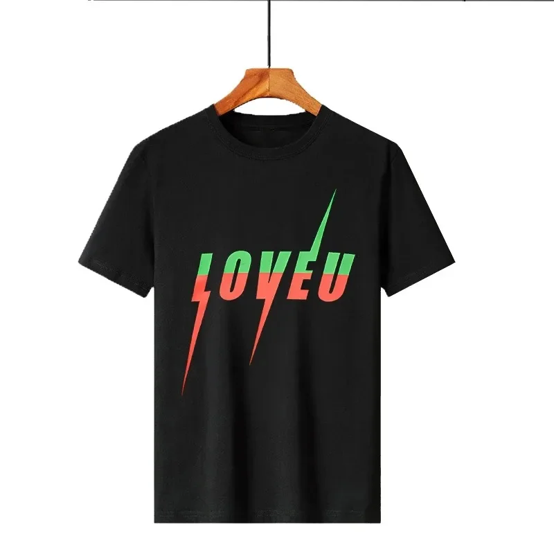 LOVEU 남성용 프린트 럭셔리 티셔츠, 멋진 디자이너 하이 퀄리티 코튼 티셔츠, 캐주얼 스트리트웨어 상의, 신상 브랜드 패션, 여름