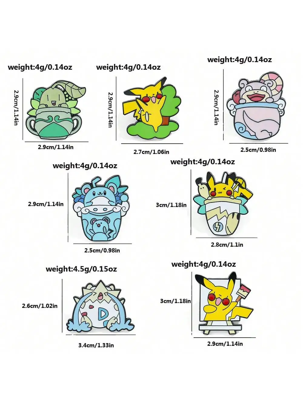 Cartoon Pikachu brooch Cute Chikorita Togepi Enamel Pin Clothes Backpack Jewelry Metal Badge Accessories gift 7 Pcs enamel pins metal brooch enamel brooch