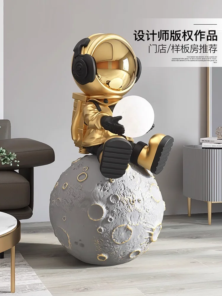 Astronaut Sculpture Small Lamp, Large Living Room Floor-standing Ornaments, Bedroom Sleep Lamp, Home Accessories