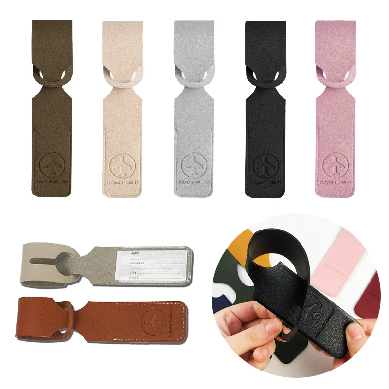 1PCS PU Leather Luggage Tag Women Men Portable Identifier Label Suitcase Baggage Tags Name ID Address Holder Travel Accessories luggage tag