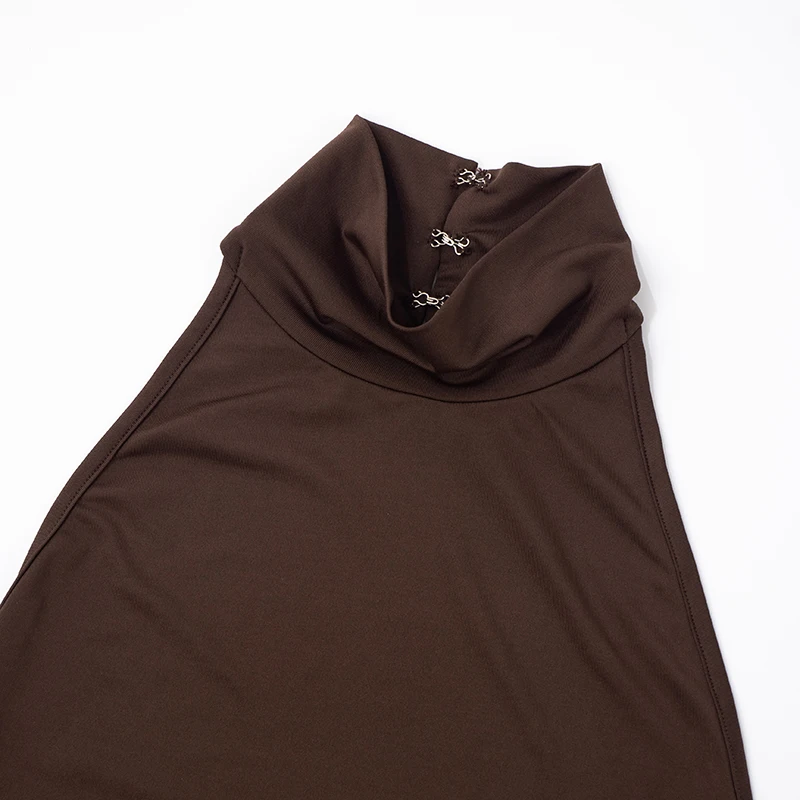 CUTENOVA Elegant Party Dress For Women Strapless High Neck Backless Gathered Slim Bodycon Dress With Temperament Elegant Style 5