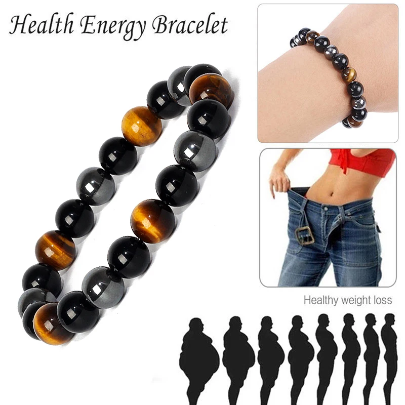 New Tiger Eye Stone Bead Couple Bracelets for Women Magnetic Hematite Bracelets Men Health Care Magnet Help Weight Loss Jewelry