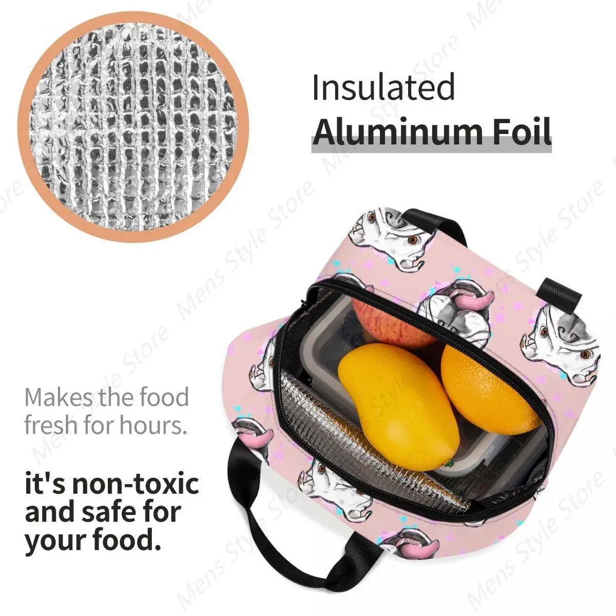 English Bulldog Insulated Lunch Bag British Dog Portable Cooler Thermal Bento Box Women School Children Picnic Food Bags