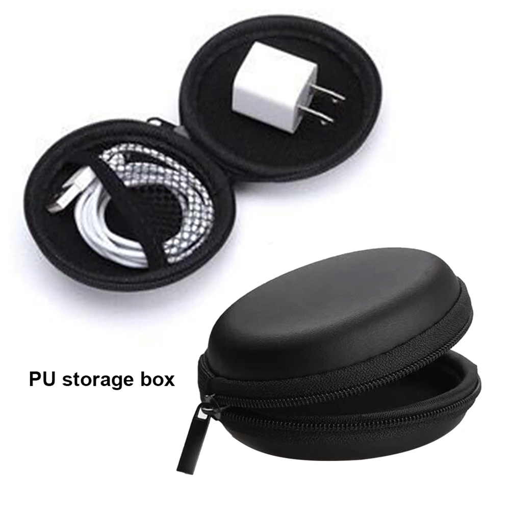 

Earphone Storage Box PU Charging Cable Charger Earbuds Organization Protection Case Home School Office Work Travel Container
