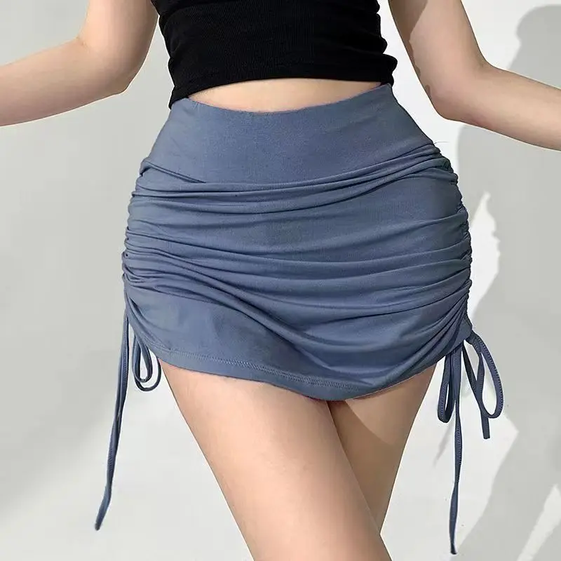 Drawstring Skirt Women's High Waist Slim Design Feel Wrapped Hip Skirt Short