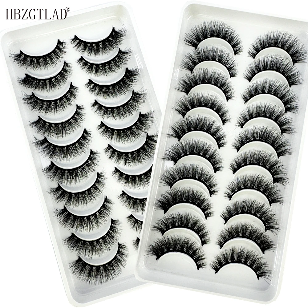 NOVO 10 Pares Natural 3d Mink Lashes Cílios Postiços Macios Cruz Sujo Denso Eye Lashes Extensão Maquiagem Faux Cils Maquillaje H13