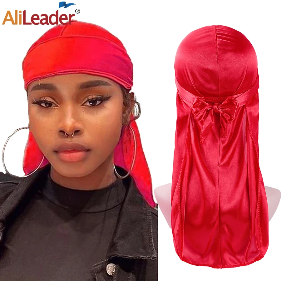 

New Unisex Men Women Breathable Bandana Hat Silk Durag Do Doo Du Rag Long Tail Headwrap Chemo Cap Pirate Hat Long Tail Du- Rags