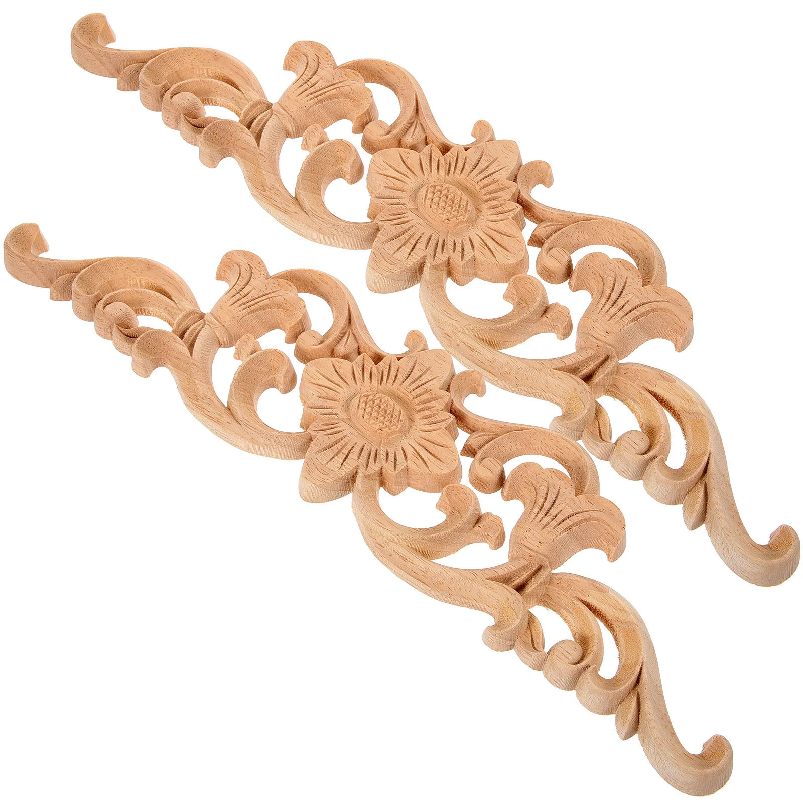 

Decorative Wood Applique Door Wood Carved Applique Wooden Carving Wood Appliques and Onlays for Furniture Accessory