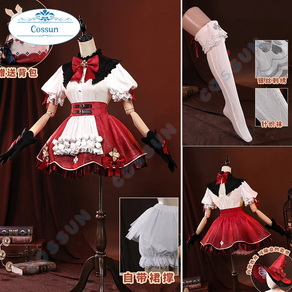 

Game Genshin Impact Klee New Skin Cosplay Costume Suit Lovely Hat Bag Halloween Party Role Play Outfit Women S-XXL