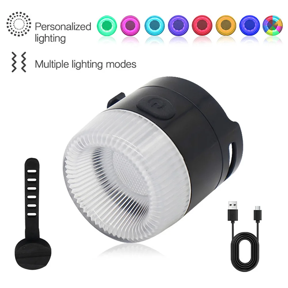 1Pc Colorful Bicycle Taillight LED Warning Rear light Type-C Charging 8 modes Tail Lights for Night Riding Cycling Accessories