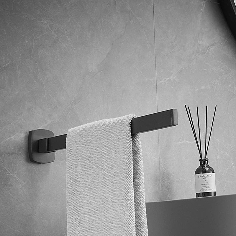 Punch/No Punch Stainless Steel Swivel Towel Bar Movable Single Towel Rails Gray Chrome Rotation Bathroom Accessories