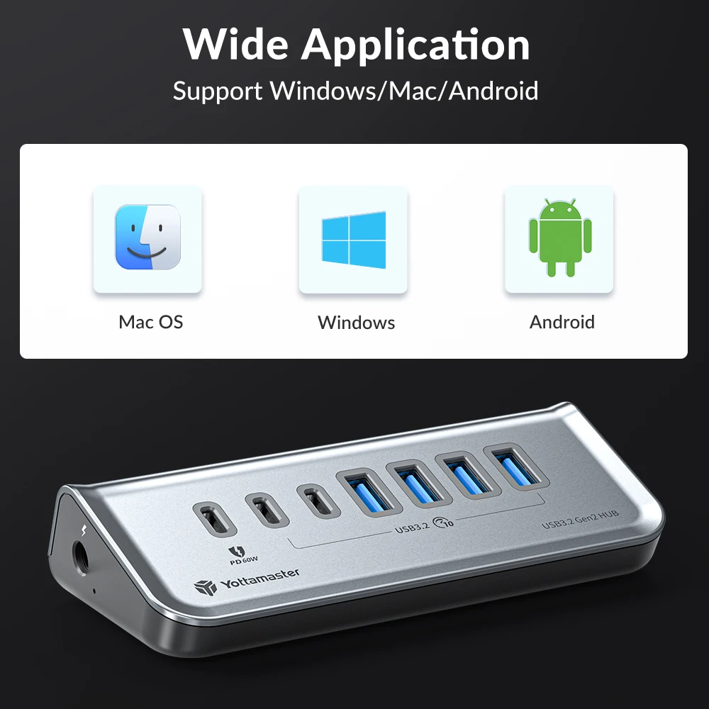 Yottamaster マルチポート USB 3.2 ハブ USB A タイプ C ハブ 7